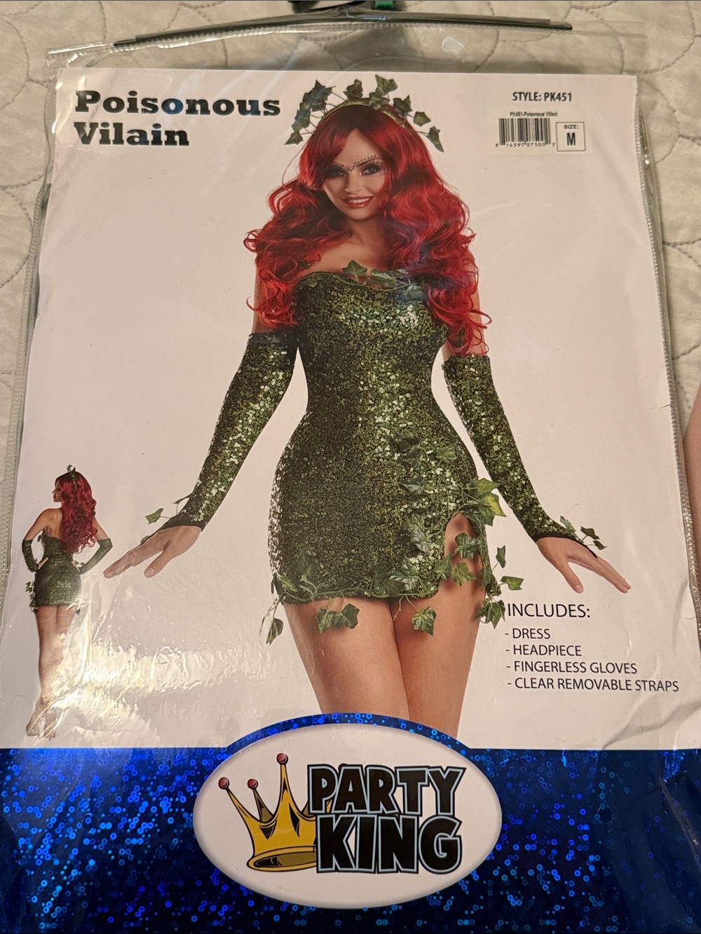 Party King Poisonous Villain Women's Green Sequin Costume